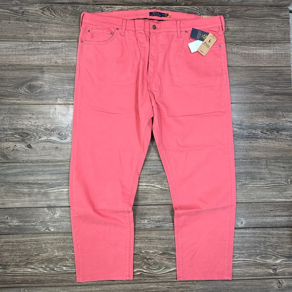 Polo Ralph Lauren Mens 44x30 Varick Slim Straight Pants Red Stretch NWT‎